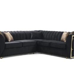 Dream Black Velvet Sectional

