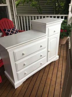 White Wood Dresser with Cabinet