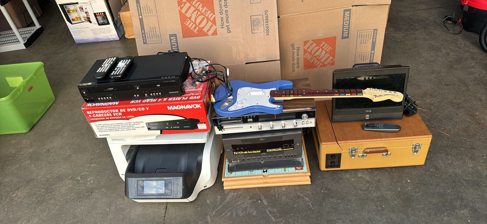 Electronics Lot For Parts or Repair VHS Recorder Rock Band Monopoly Magnavox
