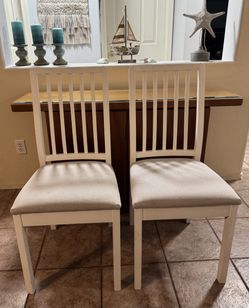 IKEA EKEDALEN Wooden Set 37.5" H Dining WHITE Chairs w/ Fabric Cushion Upholstery