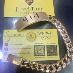 10kt- Semi Cuban ID Bracelet 13.5MM/8.5”.