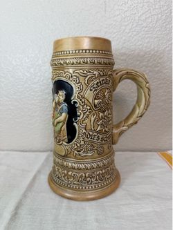 Ceramarte Vintage Beer Stein Breweriana Theme “Spar Nicht”
