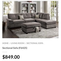 Gray Sectional Sofa With Ottoman 