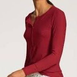 Light weight red knit Armani Exchange long-sleeve henley shirt size Large