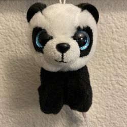 Ty Beanie Boo’s “Baboo” Panda Plush Clip/Keychain With Glitter Eyes