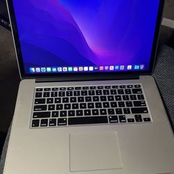 MacBook Pro 15” Mid 2015 Intel i7-4th Gen @ 2.2 GHz, 16gb Ram, 500GB Flash SSD, macOS Monterey, Office . Comes with Charger.   Freshly installed Micro
