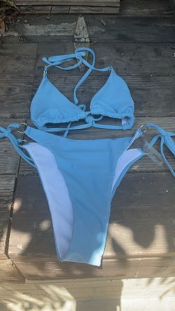Women’s Bathing Suit Size Small Super Cute Tie, Sides, Tight Neck, Tight Back Blue