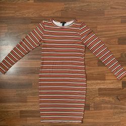 Forever 21 Striped Bodycon Dress Multicolor Long Sleeve Dress Women's Size L