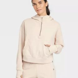 JoyLab Women's French Terry 1/2 Zip Hooded Pullover Sweatshirt XL 