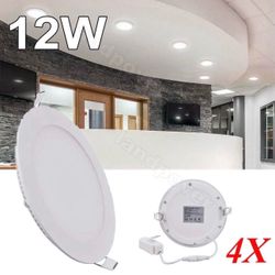 4X 12W 6" Round Cool White LED Recessed Ceiling Panel Light Bulb Lamp Fixture