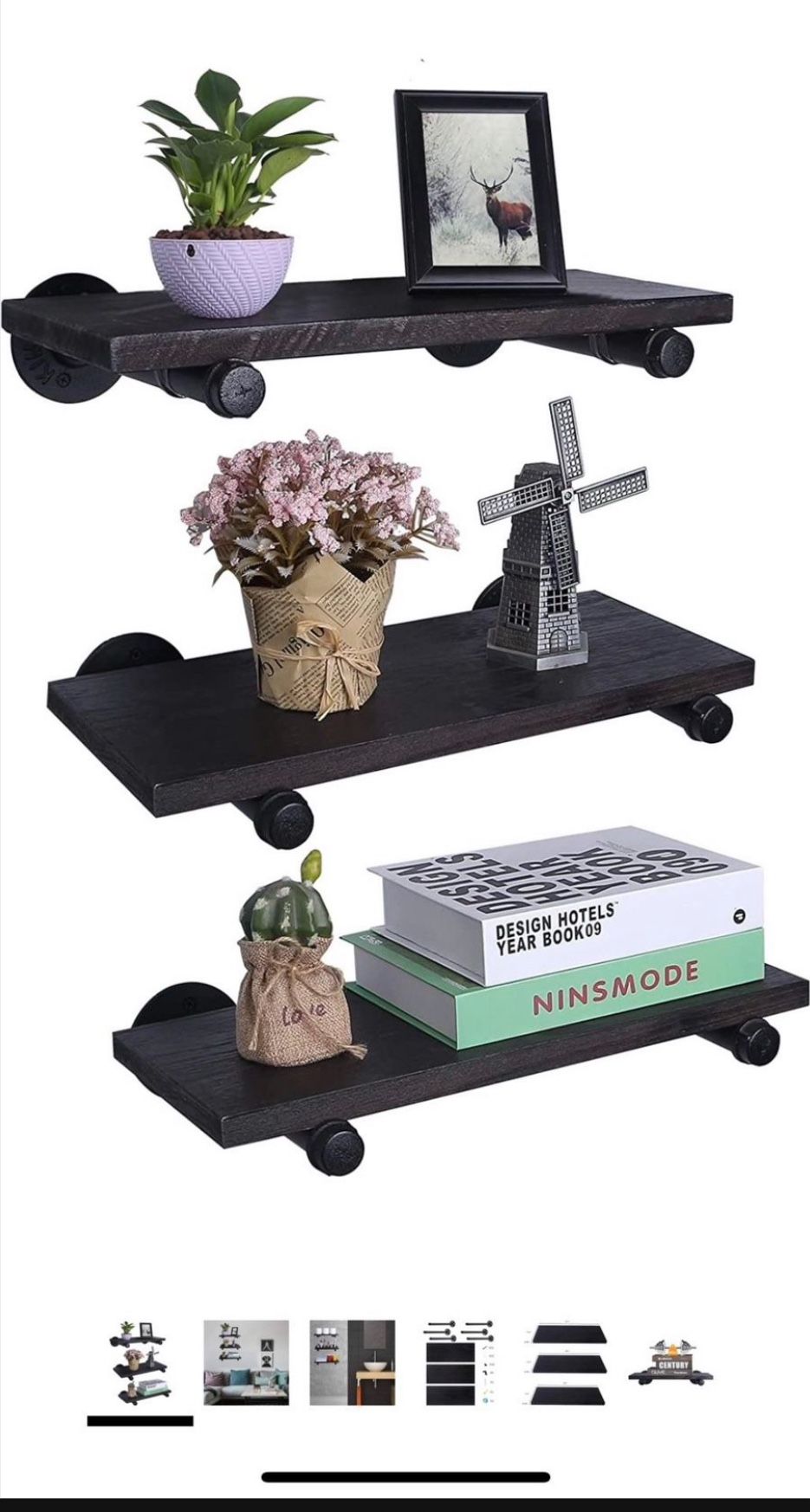 BRAND NEW Floating Shelves with Industrial Pipe Brackets