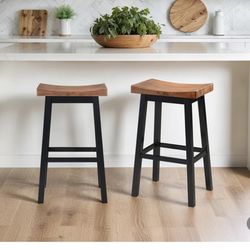 29” Wooden Barstools - set of 2