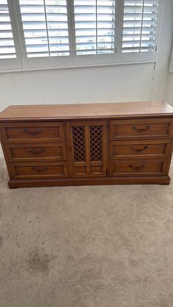Mid Century Vintage Wooden Long Dresser / Sideboard