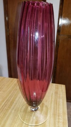 Vintage Mid Century Cranberry/Amethyst Italian Vase
