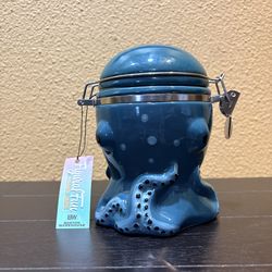 Boston Warehouse Octopus Hinged Jar Teal Ceramic Canister Clamp Lid Model 30572
