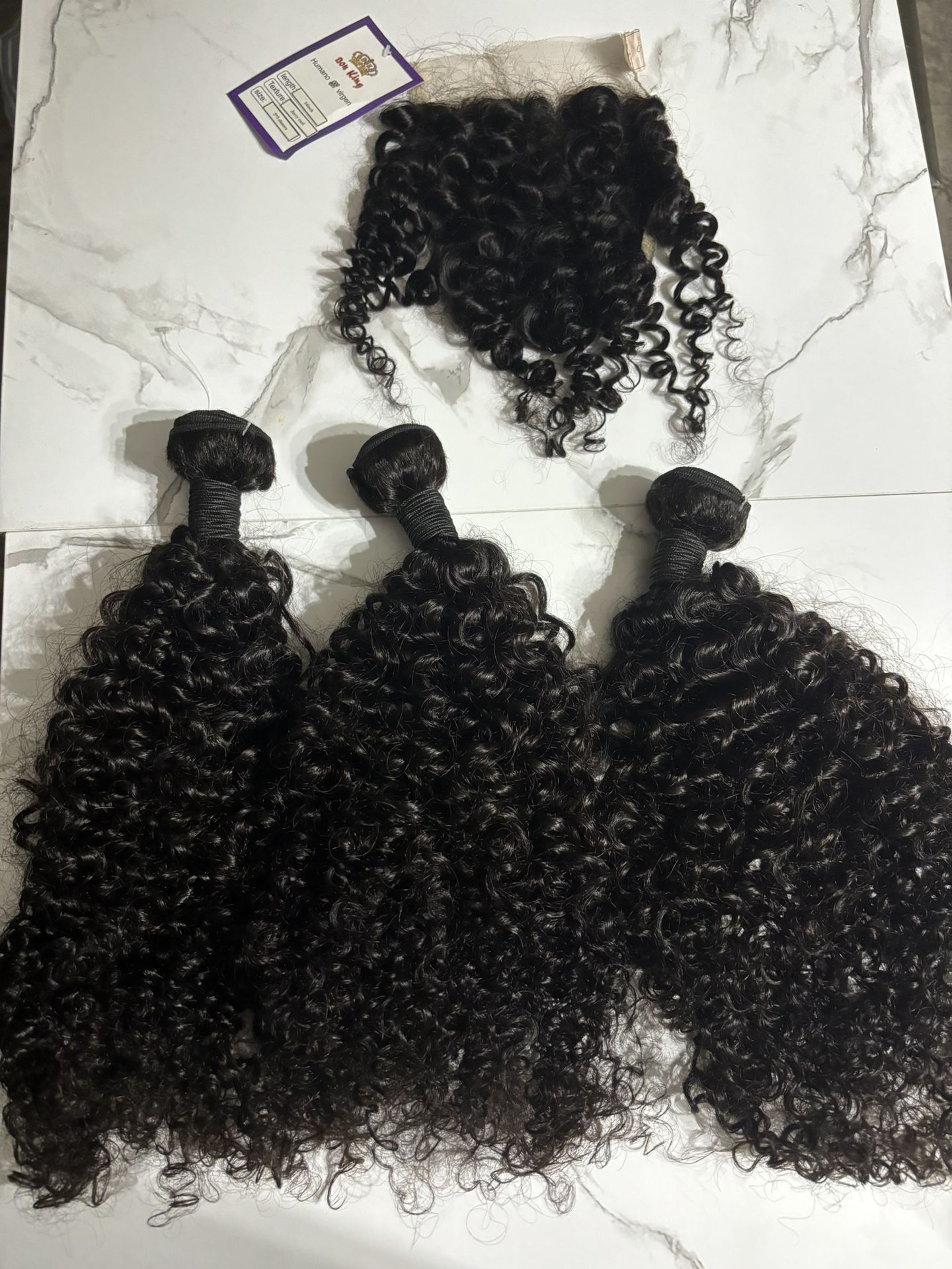 12A 26” Virgin, Unprocessed, Human Jerry Curl Bundles + Free HD Frontal!