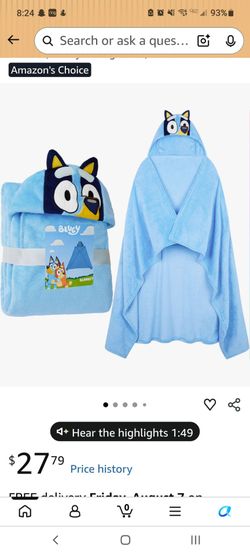 Bluey Toddler Hooded Blanket