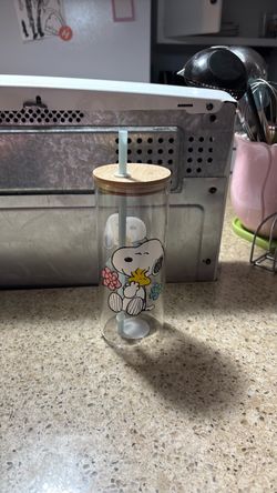22 oz glass snoopy tumbler