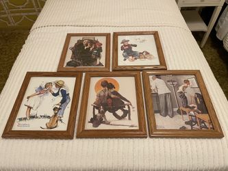 5 Framed Norman Rockwell Prints