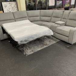 3 Piece Sectional With Full Sleeper And Power Rec Love Seat On Sale