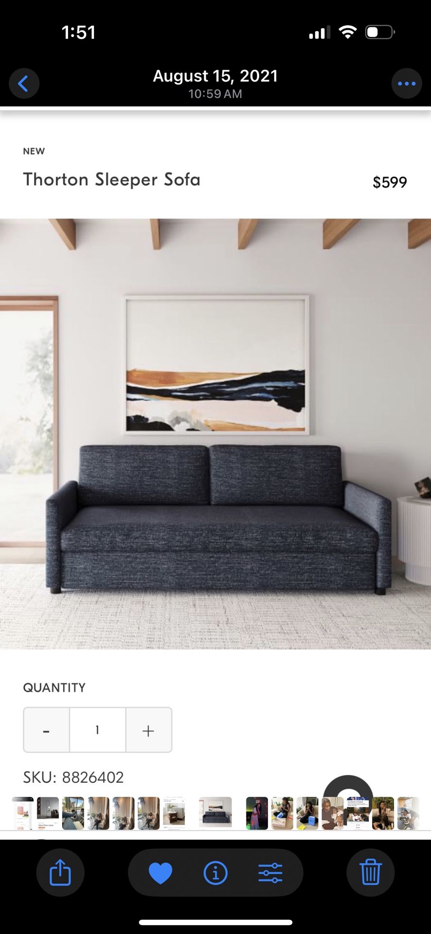 WEST ELM Thorton Sleeper/pull out sofa *Great Deal* Moving sale*