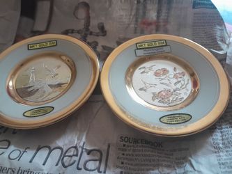 Chokin Art 24KT Gold Rim Decorative Plates – Set of 2/ 24kt