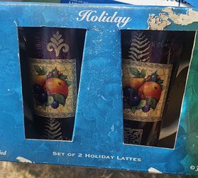 Set of 2 Holiday Latte Mugs