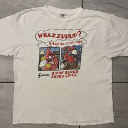 Vintage Y2K Blood Donor Scream movie Parody Wassup Blood Center Shirt Size XL