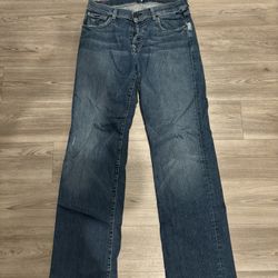 7 For All Mankind Jeans Womens Blue Relaxed Bootcut Button Fly Denim Size 32/ 12