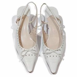 Chanel White Patent Leather Slingback Pumps size 7