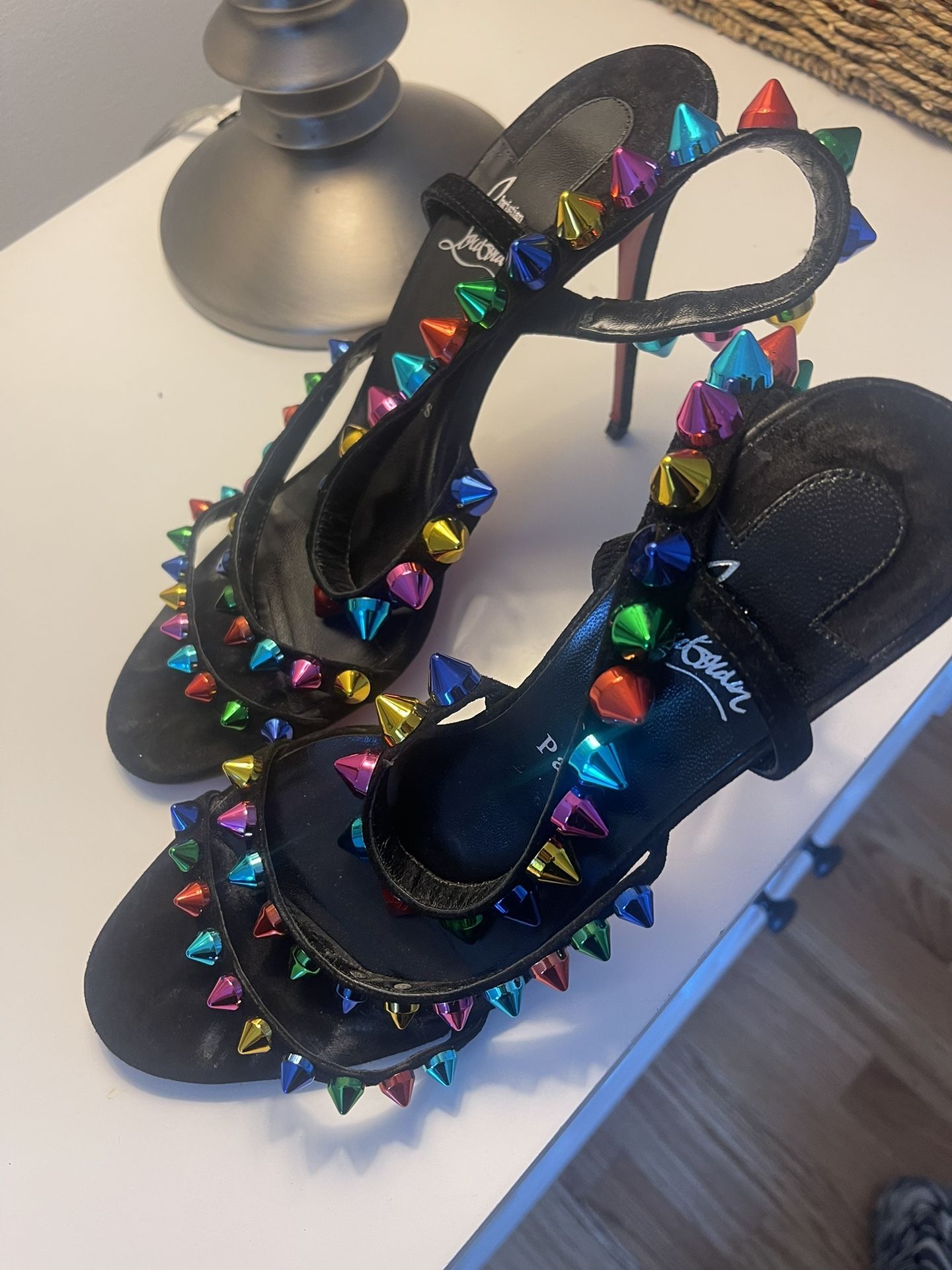 Christian Louboutin Spiked Strap Spiked Studded Heel (Size 40)