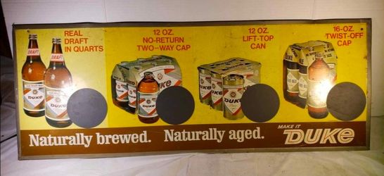 Vintage DUKE BEER Store Display - TOC - Collectible