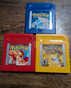 Pokemon GAMEBOY GAMES RED, BLUE and YELLOW