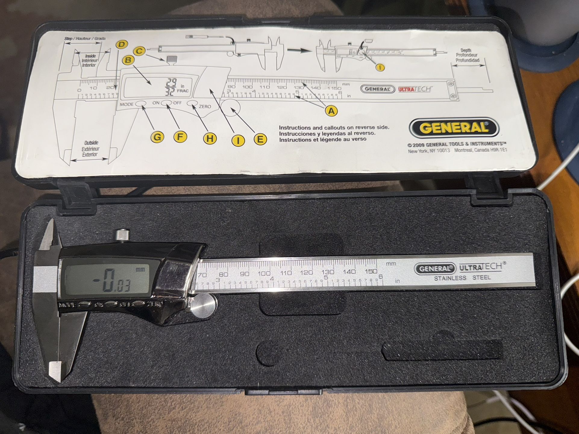 General UltraTech Digital Calipers with storage case 