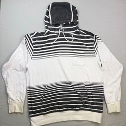 Volcom Striped Pullover Hoodie Black and White Men's Large