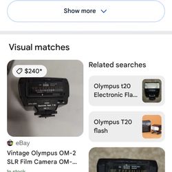 The image displays an Olympus T-20 Electronic Flash unit. 