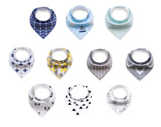 10 Organic cotton Baby Boy Bandana Bibs, NEW