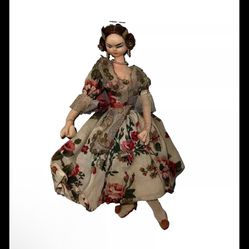 Vtg KLUMPE ROLDAN Spain Cloth Lady Doll 9.5" Floral Dress dancing high heel  
