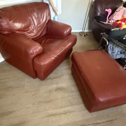 Leather Chair With Ottoman 