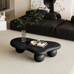 40 Inch Black Cloud Shaped Coffee Table with Ball Legs