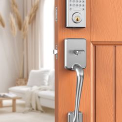 Keyless Entry Door Lock, Keypad Door Lock with Handle Front Door Lock Set Electronic Deadbolt Lock with Touchscreen Auto Lock, Keyed Entry 1-Touch Loc