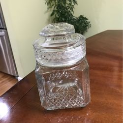 Vintage Koeze's Glass Canister Jar & Lid, Products Made Since 1919 In The USA Collectible