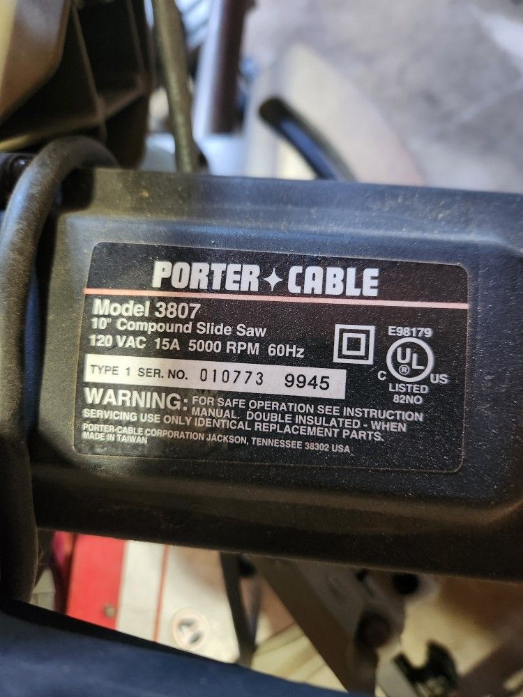 Porter-Cable Model 3807 10" Compound Slide Saw