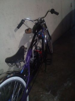 Motorized  stretch Purple Lowrider Cruiser Bicycle