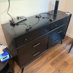 🖤 Modern 6-Drawer Black Dresser – $100