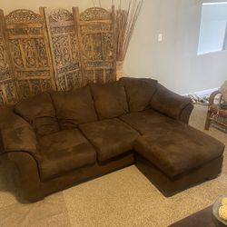 CHOCOLATE BROWN MICRO-SUEDE SECTIONAL SOFA COUCH