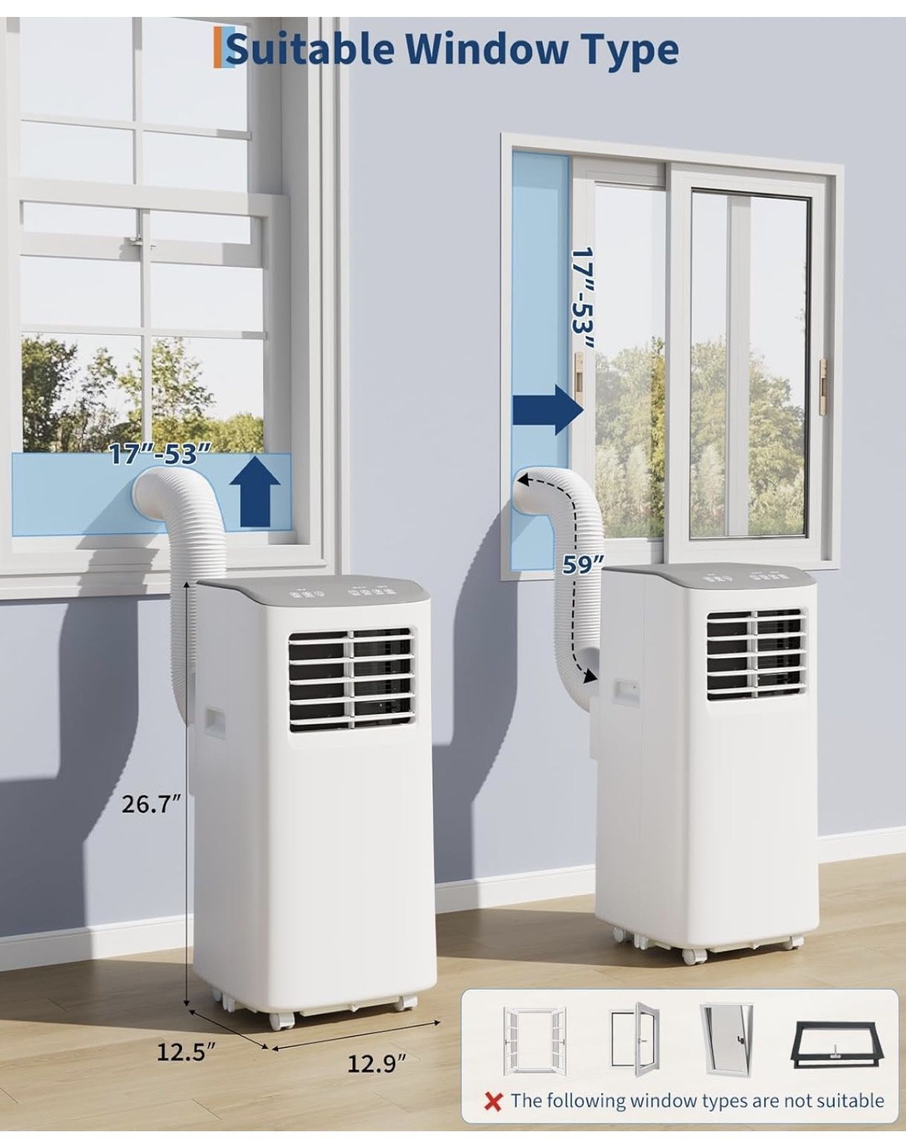 GarveeTech 8000 BTU Portable Air Conditioner for Room up to 350 Sq.Ft, 3 in-1 Portable AC Unit with Dehumidifier & Fan for Large Room & Bedroom, Inclu