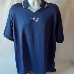 Adidas New England Patriots men's v-neck collared short sleeve top 100% polyester size XL