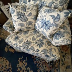 Blue And Cream Floral Chair