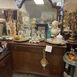 Antique Wood Dresser With Mirror  48x22x34tall